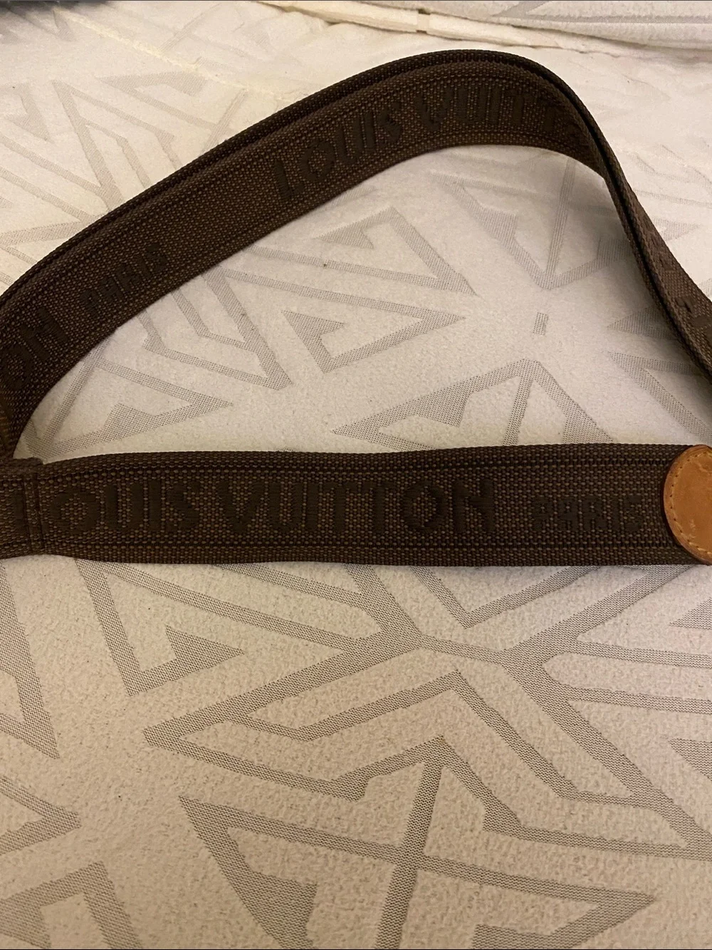 Louis Vuitton Brown Canvas Messenger Strap with Tan Leather Tabs